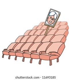 Rows of empty pink chairs and an electoral sign (Vector)