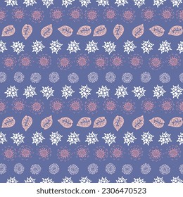 rows of flowers and leaves seamless vector pattern