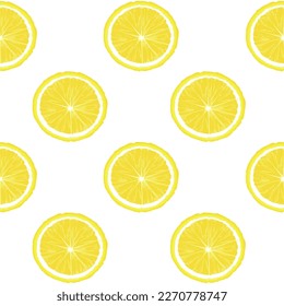 Rows with lemon slices on white background, seamless pattern