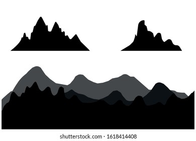 Rows of Mountains Illustration.Isolated Mountain Ranges