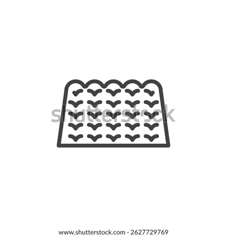 Rows of plants in field line icon. linear style sign for mobile concept and web design. Field with a plants outline vector icon. Cultivation symbol, logo illustration. Vector graphics