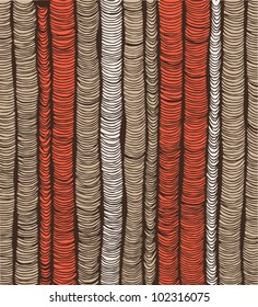 Rows of red and brown hand-drawn vertical folds