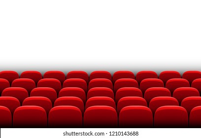 Rows of red cinema movie theater seats on white background, vector illustration