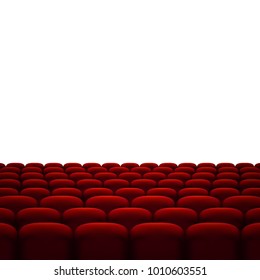 Rows of red cinema or theater seats isolated on white background. And also includes EPS 10 vector