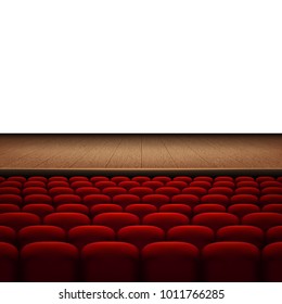 Rows of red cinema or theater seats isolated on white background. And also includes EPS 10 vector