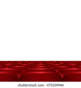Rows of red cinema or theater seats.  Red chairs or chairs in the cinema vector illustration