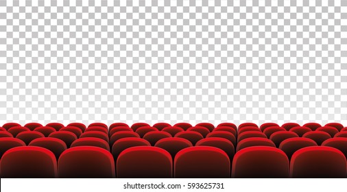 Rows Of Red Movie Theater Seats On The Isolated Background - Stock Vector.