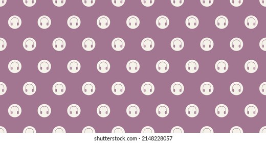 Filas de iconos redondos de auriculares - Textura de Círculos sin Maravilla - Diseño de fondo de vectores, para sitios web, carteles, folletos - Escuchando concepto de música