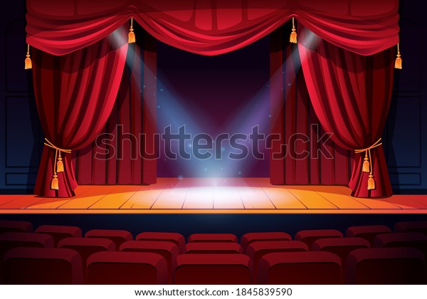 Rows Theater Seats Classic Stages Curtains Stock Vector (Royalty Free ...