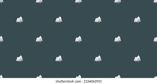 Rows of White Pine Tree Symbols on Grey Background, Seamless Texture for Web, Business and Wrapping Paper - Template in Editable Vector Format