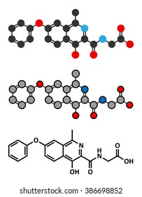 Roxadustat Drug Molecule. Inhibitor Of Hypoxia-inducible Factor Prolyl Hydroxylase That Is In Development (2016) For Treatment Of Anemia In Chronic Kidney Disease. 