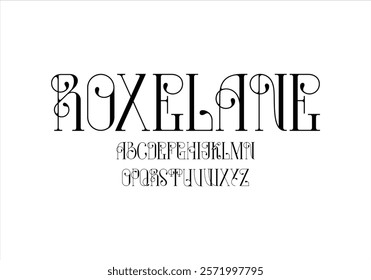 Roxelane font for logo and headline. Isolated vector typeset