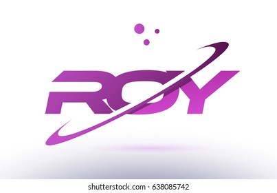 roy r o y  alphabet letter logo combination purple pink creative text dots company vector icon design template