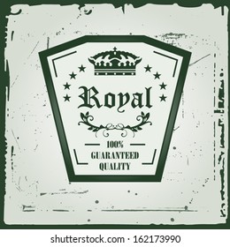 Royal 100% guaranteed quality retro badge green illustration