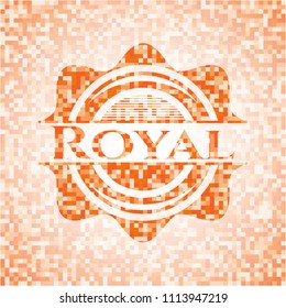  Royal abstract orange mosaic emblem with background