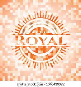 Royal abstract orange mosaic emblem