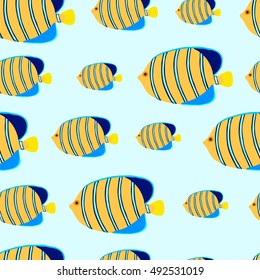 Royal angelfish. Seamless pattern, background.