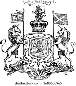 Royal Arms of Scotland, vintage illustration.