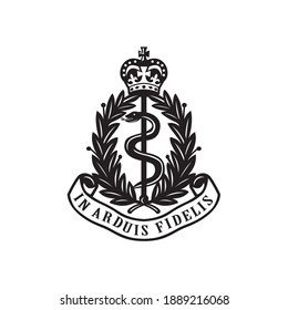 Royal Army Medical Corps Or RAMC Badge Retro Black And White
