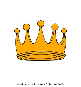 Royal attribute golden crown. Design element. Vector illustration isolated on white background.