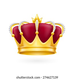 Royal attribute golden crown isolated on the white background for design