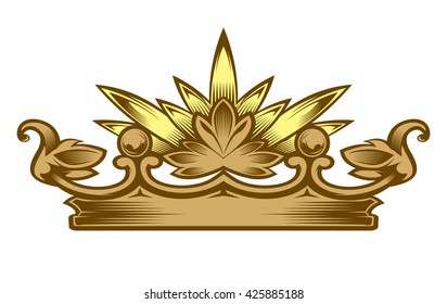 Royal attribute golden crown isolated on a white background