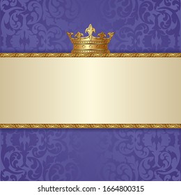 royal background with crown and floral pattern