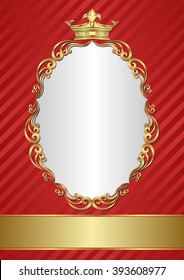 royal background with golden crown and frame