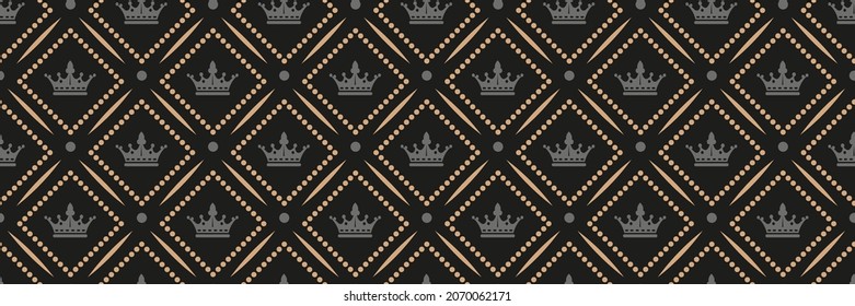 Royal background pattern in modern style on black background for your design. Seamless background for wallpaper, textures. Vector illustration.