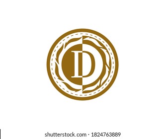 Royal Badge Letter D Logo. Luxury gold calligraphic emblem with beautiful classic floral ornament. Classy Frame design Vector illustration.