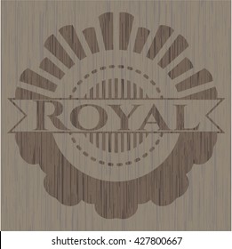 Royal badge with wood background