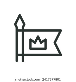 Royal banner isolated icon, medieval flag vector symbol with editable stroke