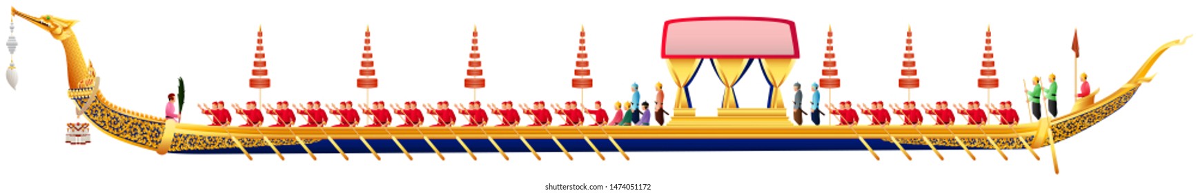 The Royal Barge Suphannahong isolated on white background graphic vector