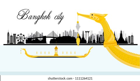 The Royal Barge Suphannahong in Thailand and Landmarks