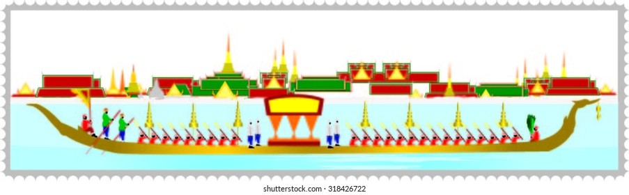 Royal Barge Suphannahong, Wat Arun, Bangkok, Vector