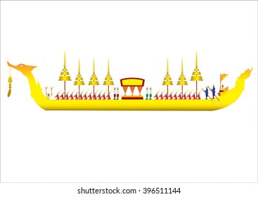 Royal Barge Suphannahong, Wat Arun, Bangkok, Vector