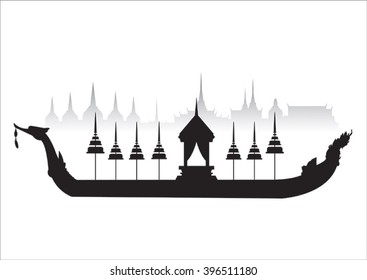 Royal Barge Suphannahong, Wat Arun, Bangkok, Vector