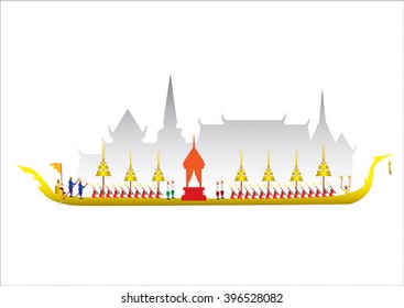 Royal Barge Suphannahong, Wat Arun, Bangkok, Vector