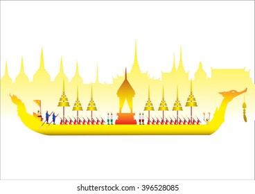 Royal Barge Suphannahong, Wat Arun, Bangkok, Vector