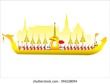 Royal Barge Suphannahong, Wat Arun, Bangkok, Vector