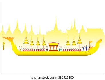 Royal Barge Suphannahong, Wat Arun, Bangkok, Vector