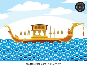 Royal Barge Suphannahongse in tradition art, Vector, Vector, Thailand,