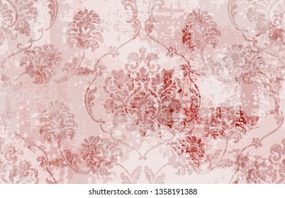 Royal Baroque texture pattern Vector. Floral ornament decoration. Victorian engraved retro design. Vintage grunge fabric decors. Luxury fabrics