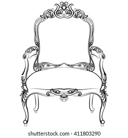 Royal Baroque Vector Classic chair furniture with  Luxury Acanthus ornaments. Vector sketch furniture