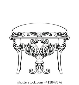 Royal Baroque Vector Classic chair furniture with Luxury Acanthus ornaments. Vector sketch furniture