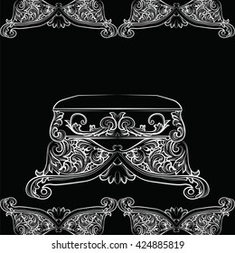 Royal Baroque Vector Classic chair furniture with Luxury Acanthus ornaments. Vector sketch furniture black background