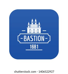 Royal bastion icon blue vector isolated on white background