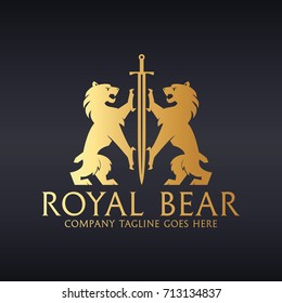 Royal Bear Logo. Easy to change size, color and text. 