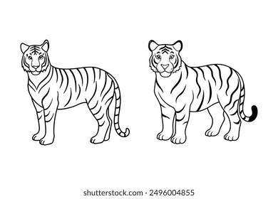 Royal Bengal Tiger line art vector