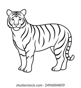 Royal Bengal Tiger line art vector